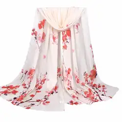 Woweile #3025 Для женщин Дамы персик шаблон печати шифон шарф теплый Обёрточная бумага шаль
