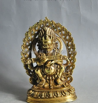 

chinese tibetan buddhism fane bronze copper gilt Mahakala god buddha statue