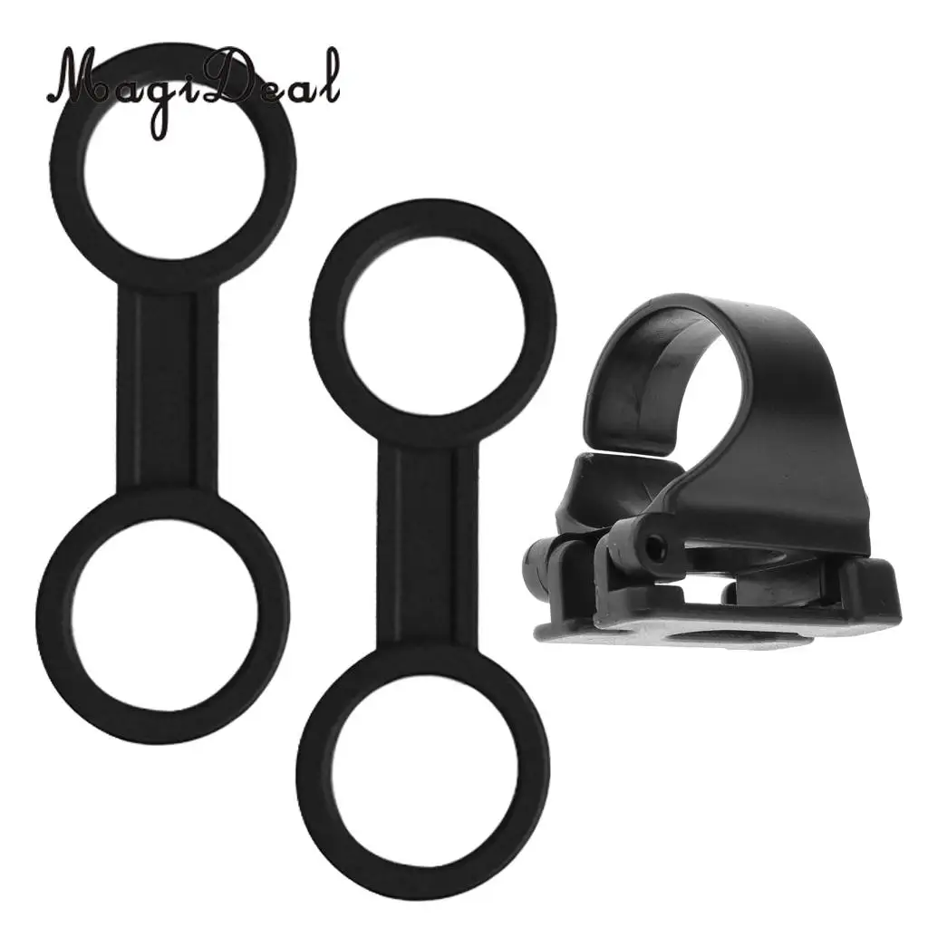 MagiDeal 2x Silicone Snorkel Mask Keeper Holder + 1x Plastic Diving Breathing Tube Clasp Clip Retainer
