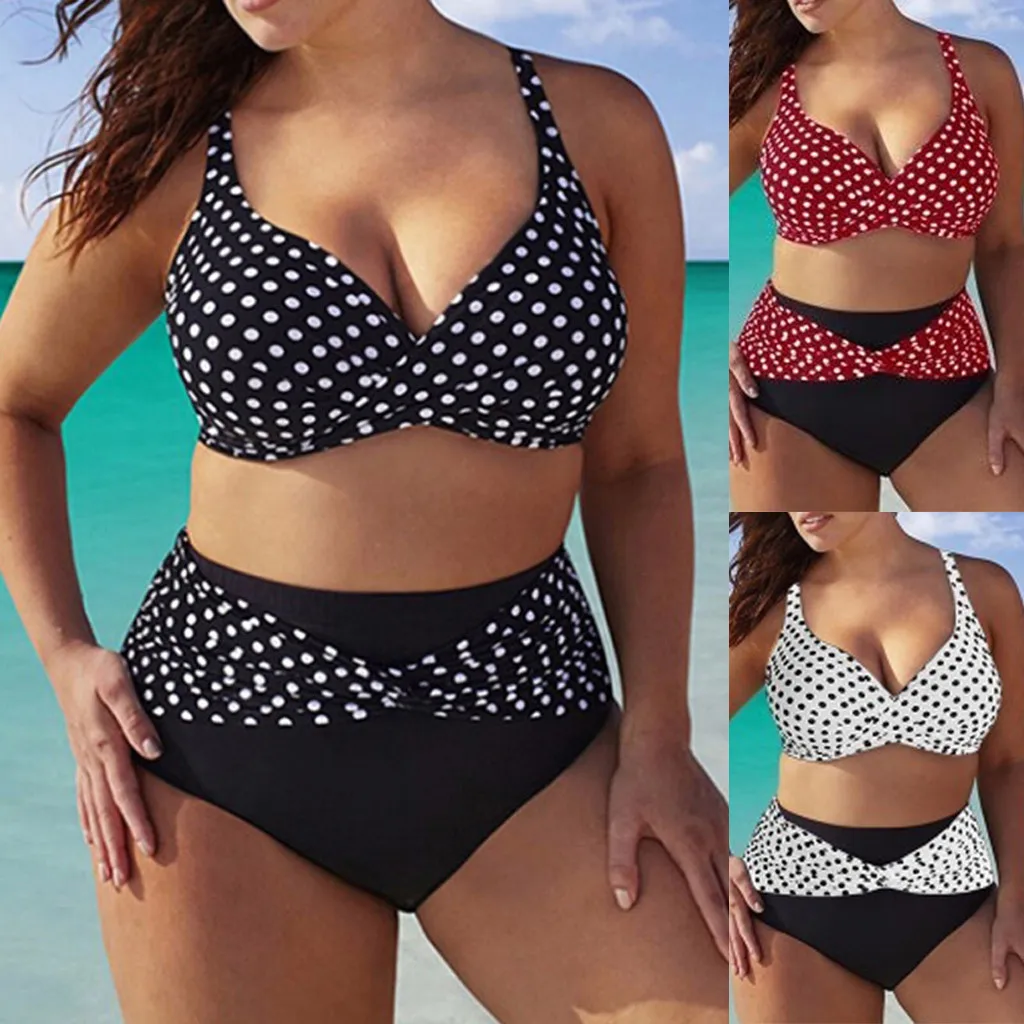 Summer Plus Size Women Bikini Set Sexy Halter Top Push Up Bikini Large Size Swimwear S-5XL Beachwear Swimsuit biquini FB