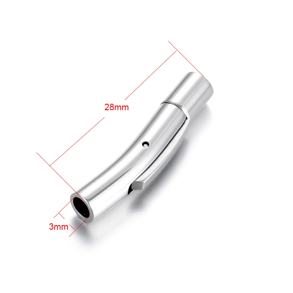 Изогнутая байонетная застежка из нержавеющей стали, 2 мм, 3 мм, 4 мм, 6 мм, 7 мм, 8 мм, застежка с кожаным шнуром для изготовления браслетов, ювелирных изделий - Цвет: Hole 3mm