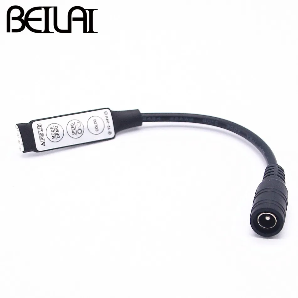 DC 12V 24V светодиодный регулятор регулятора RGB мини 3 ключа пульт дистанционного
