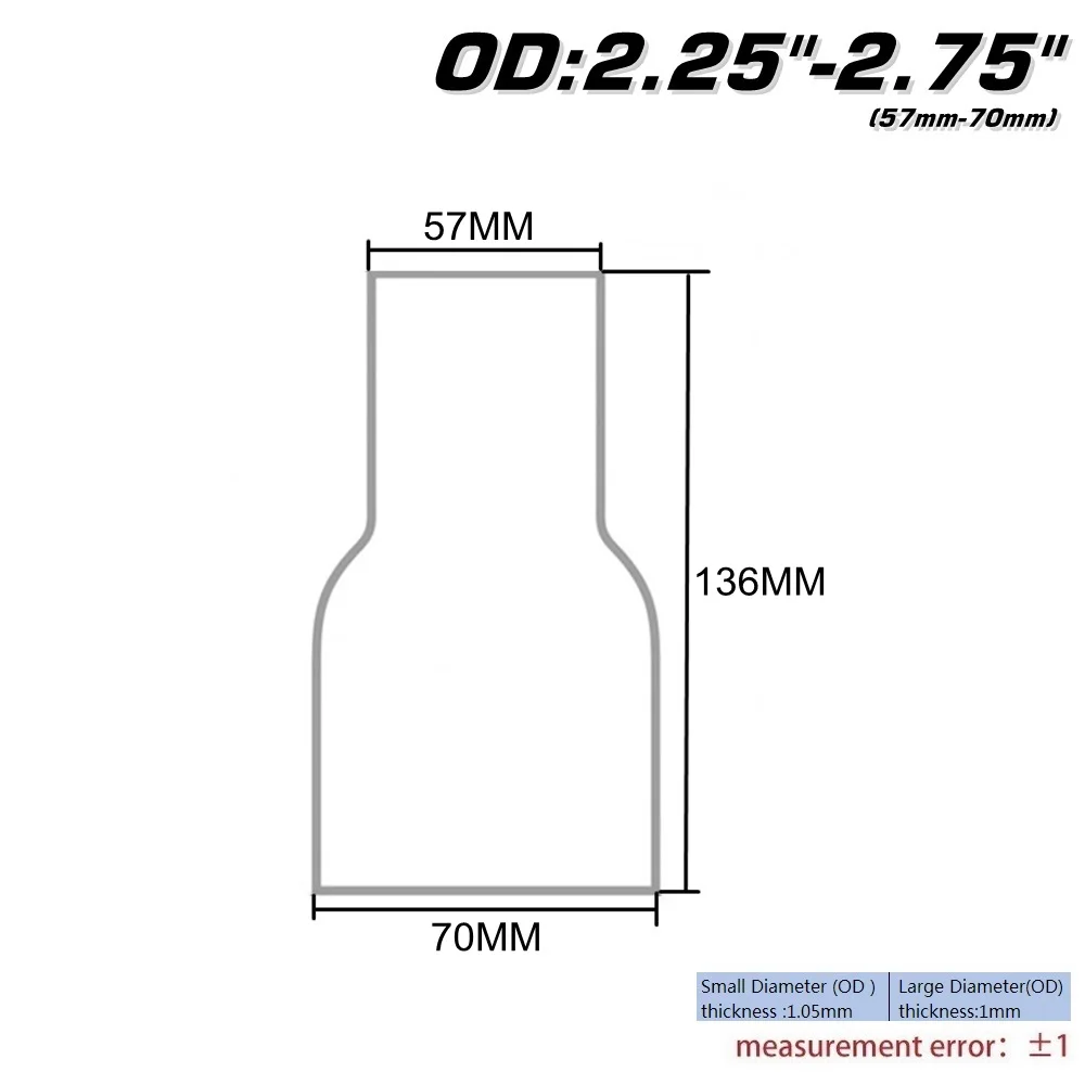 OD: " 2,25" 2,7" 3" 3," универсальная выхлопная труба для соединения компонентов TK-BJ - Цвет: OD 57-70MM