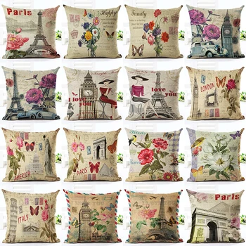 

2016 Hot Sale Fashion Style Flowers Pillow Almofadas Linen Pillow Decorative Linen Cushion Without Filling
