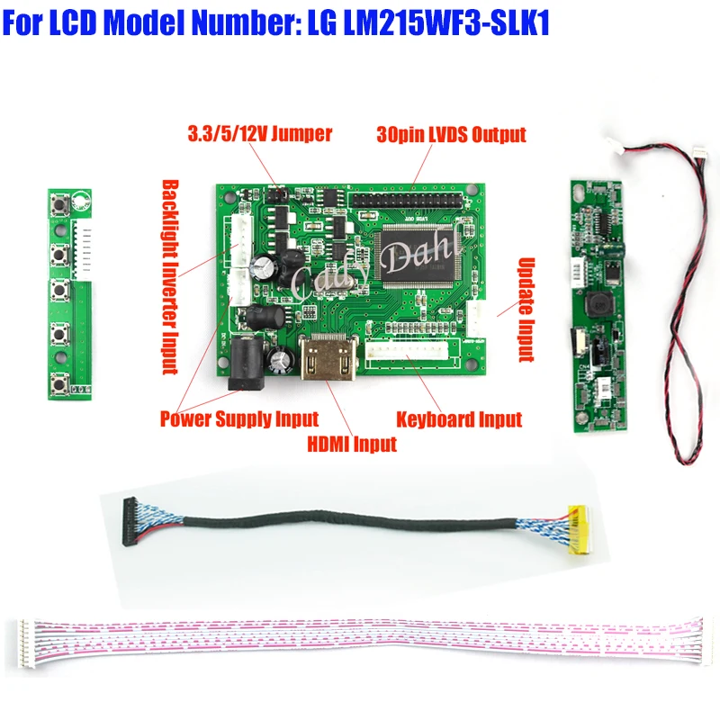 

10 Pcs HDMI LCD Controller Board + 30 Pins LVDS Cable + LED Backlight Inverter for LM215WF3 SLK1 1920X1080 2ch 8bit LCD Display