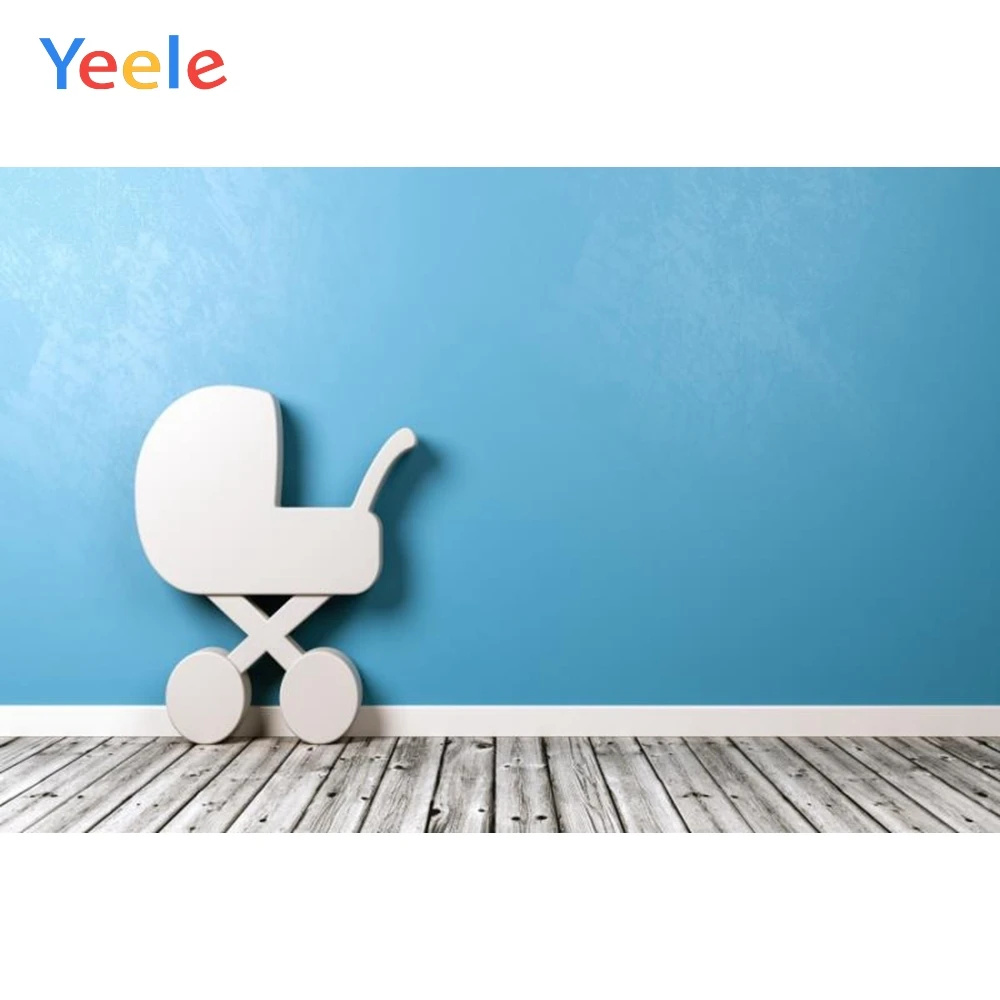 

Yeele Blue Wall Wooden Baby Carriage Portrait Photographic Backdrops Customized Photography Backgrounds Photocall Photo Studio