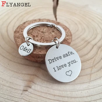 

Customized Engraved Name Abbreviation Initial Letter Couples Keyring Gift Drive Safe I Love You For Women Men Boyfriend Keychain