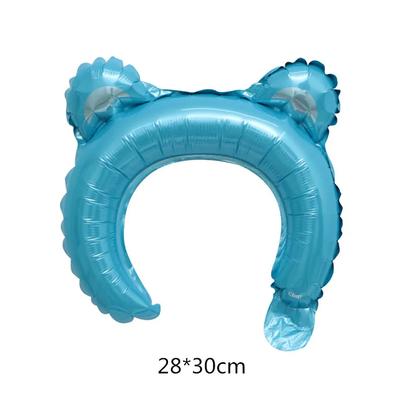 10 шт. милые головные уборы для животных повязка на голову Фольга Воздушный шар Микки Минни кролик медведь ребенок душ для дня рождения, Свадьбы вечерние украшения - Цвет: blue Bear