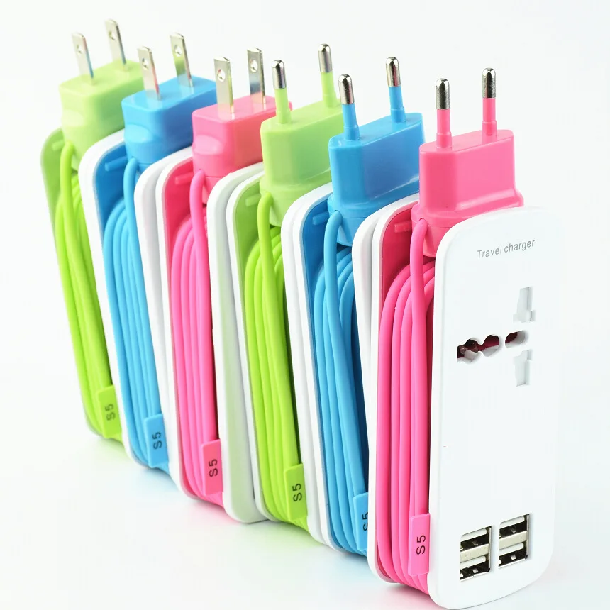 

Go2linK Socket EU US UK Portable USB Port Charging Station with Universal Power Cord Home and Travel Use for iPhone, Samsung