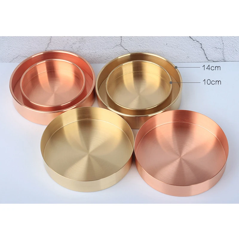 

1 Piece Copper Brass Storage Plate Jewelry Box Round Storage Case Gift Box Creative Home Utilities Wedding Decoration 10 to 14cm