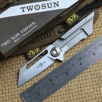 

TWO SUN TS77 D2 blade ball brearing folding knife titanium handle camping hunting Pocket knives outdoor gear Survival EDC Tools