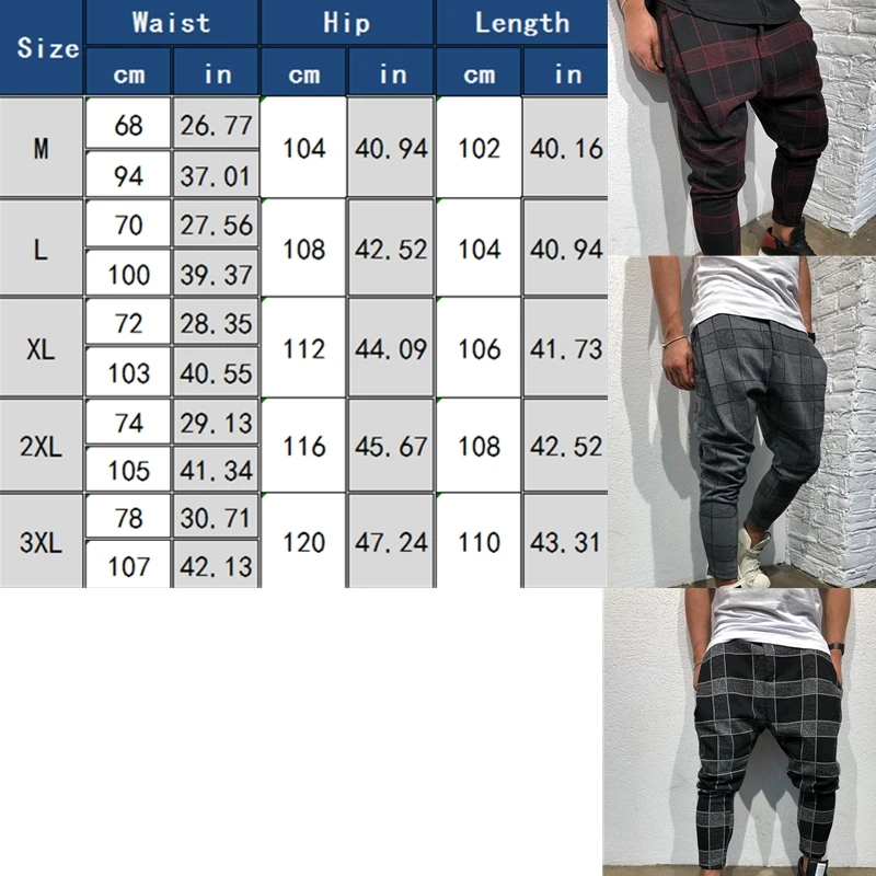 Шаровары Новые повседневные облегающие клетчатые прямые брюки свободные хип-хоп брюки Карго спортивные штаны