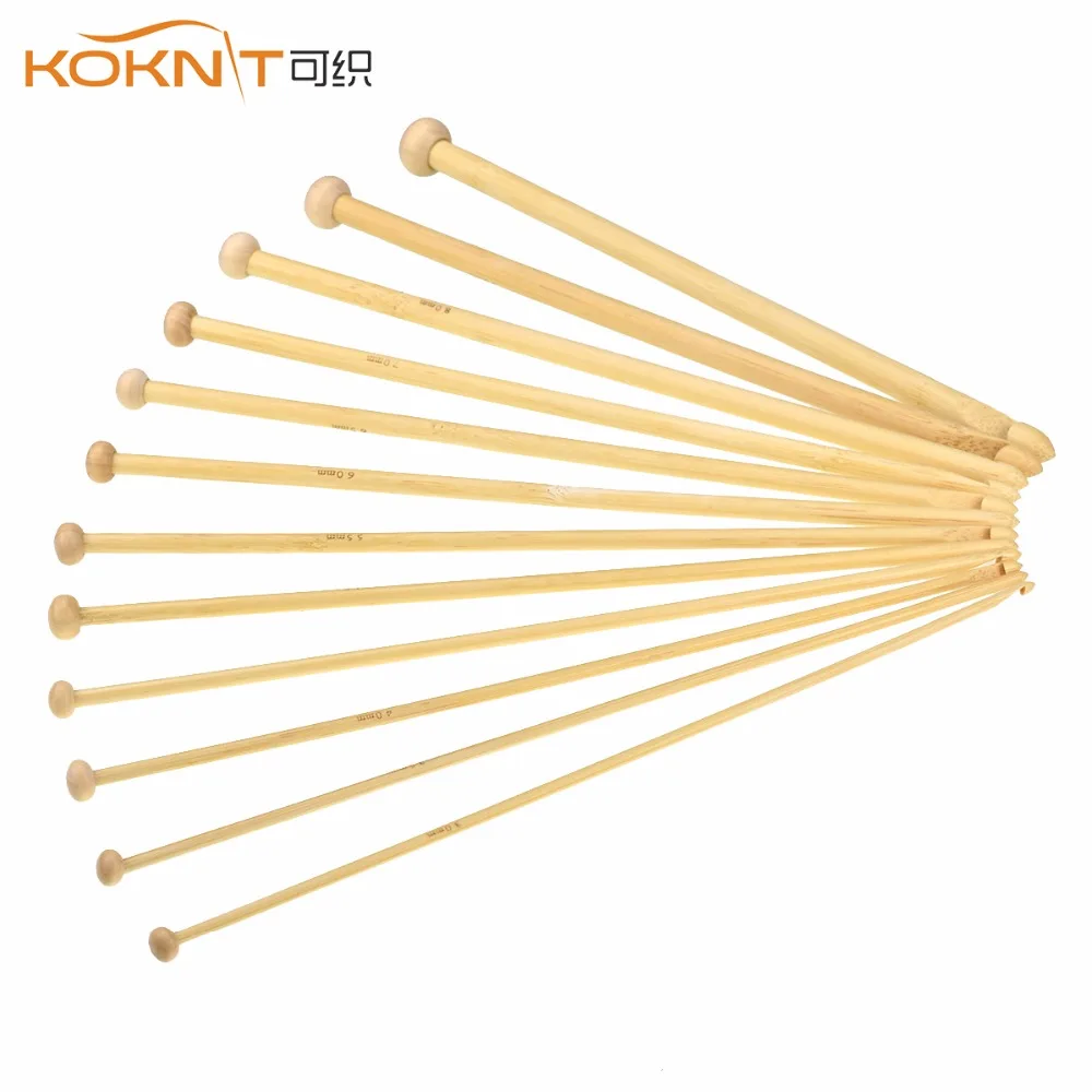 

12PCS Bamboo Knitting Needles Mix Size 3.0-10.0mmm Crochet Hooks Use For Handmade Creative DIY Single Pointed Kit Wooden Needle