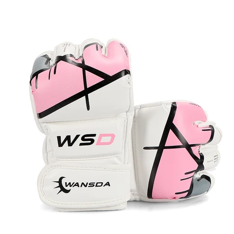 Luvas Femininas Estilo Grappling Mma Rosa Meio Dedo Luta Boxe Pro