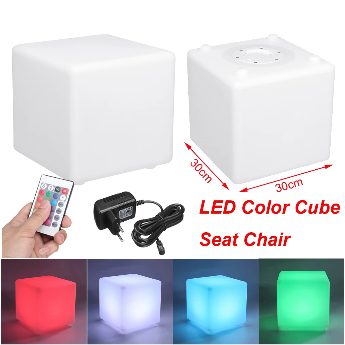 

30cm RGB LED Light Cube Seat Chair Waterproof Rechargeable LED Lighting + Remote Control for Bar Home Decor