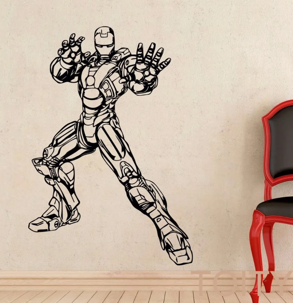 online Homem de ferro Adesivo DC Marvel Comics Movie Poster Da Arte Da Parede super heróis Decalque Do Vinil Dormitório Casa Interior Decoração do Quarto Adolescente Legal Mural