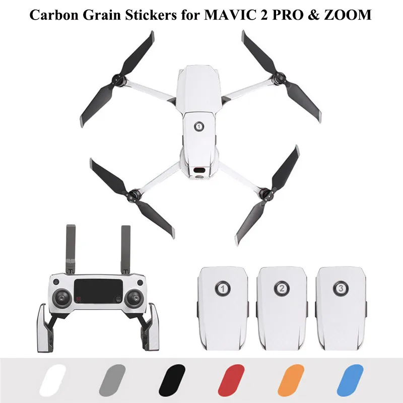 Del Carbonio Del Pvc Del Grano Adesivi Pelle Per Dji Mavic 2 Pro E Zoom Drone Decalcomania Batteria A Distanza Del Braccio Wrap