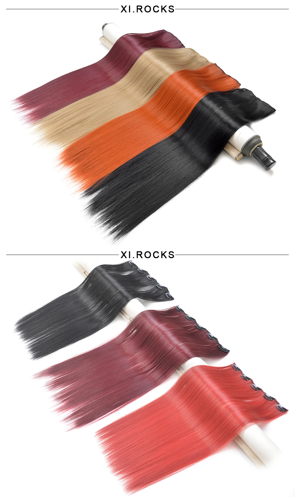 Wjlz5050 Xi Rocks Ombre синтетические волосы для наращивания на заколках 50 см длинные прямые накладные шиньоны для женщин парики
