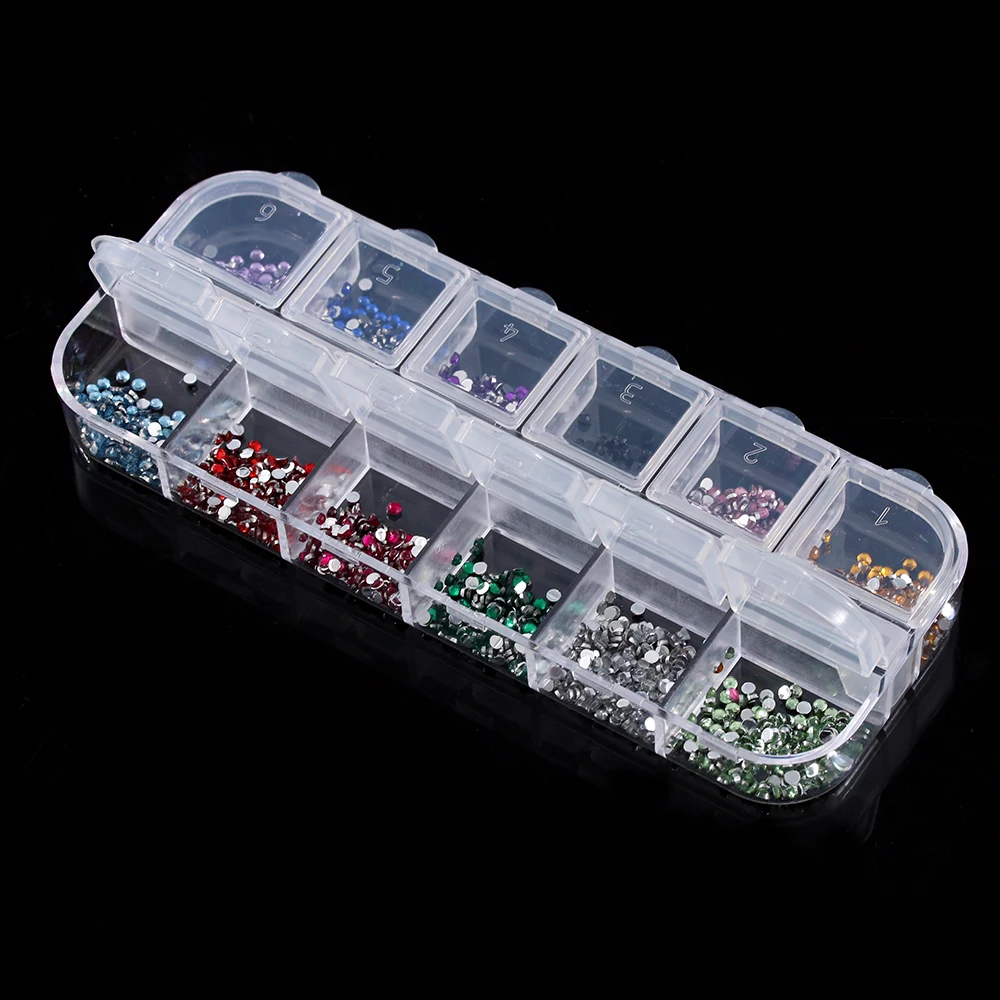 1 чехол Новая мода смешанные цвета DIY Rhinestone Nail Art различные дизайны для акриловых ногтей Советы УФ-гель для маникюра украшения