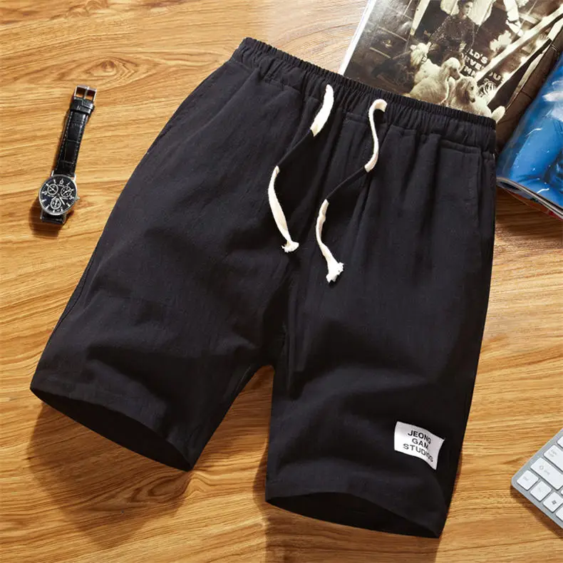 8Colors MuLs Summer Men Shorts 2018 Quality Cotton Linen Shorts Men Elastic Waist Breathable Male Shorts Knee Length Breechcloth-1