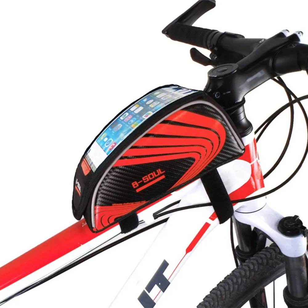 

B-SOUL Touch Screen Bicycle Bags Cycling MTB Mountain Bike Frame Front Tube Storage Bag for 5.3 inch Mobile Phone