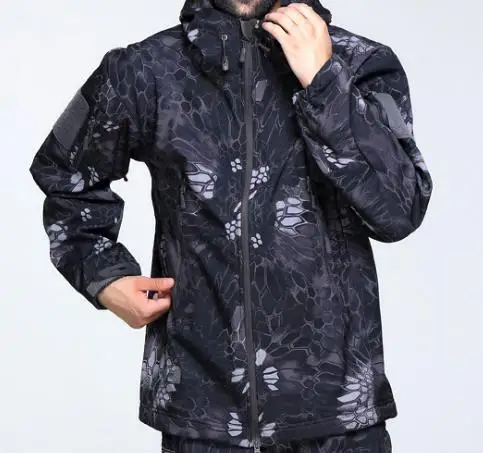 Акула кожа тактическая куртка милитари куртка мужская водонепроницаемая ветрозащитная теплая куртка камуфляж с капюшоном армейская одежда - Цвет: typhon jacket
