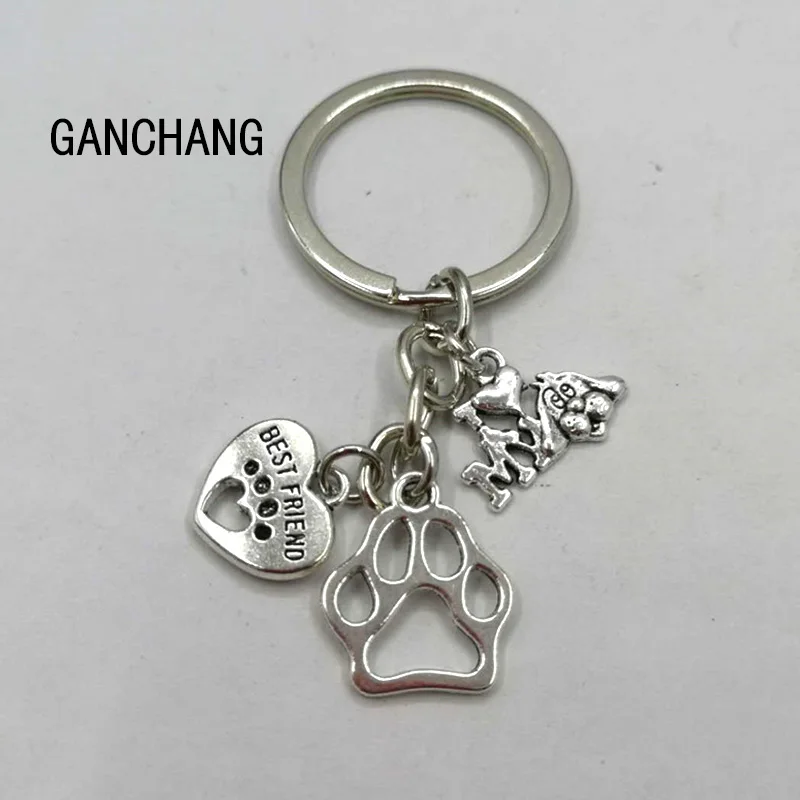 

New I love my dog lover gift cute best friend heart dog paw pendant keychain
