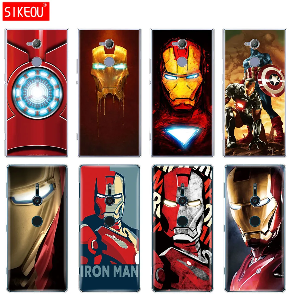 

silicone Cover phone Case for sony xperia XA1 XA2 ULTRA PLUS L1 L2 XZ1 XZ2 compact XZ PREMIUM super hero Iron Man