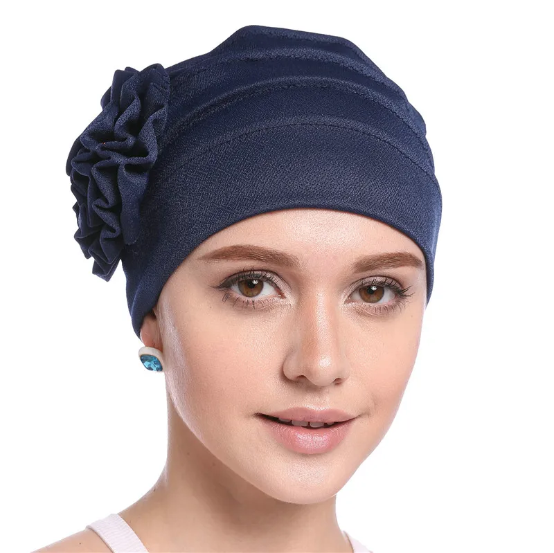Подарок для мусульманских женщин головной убор шапки мягкий эластичный цветок хиджаб тюрбан шапка твердый хлопок исламский, арабский шапка тюрбан Внутренний капот