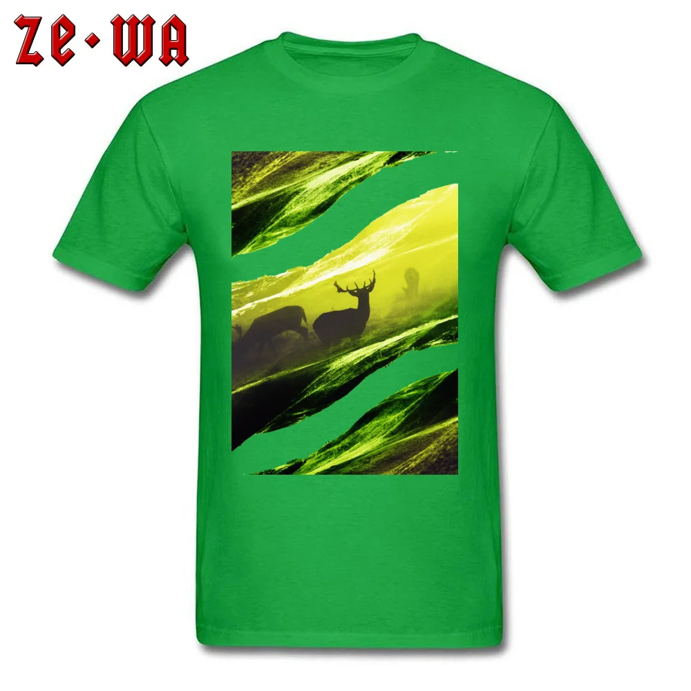 Fashionable Short Sleeve Tops Tees Summer Fall Crew Neck Pure Cotton Men T-Shirt Oh Deer Green Fashionable Top T-shirts Newest Oh Deer Green green