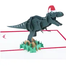 Инновационная Рождественская открытка белый снег 3D Рождественская открытка полый бумажный скульптура ручной работы украшение дома динозавр серия