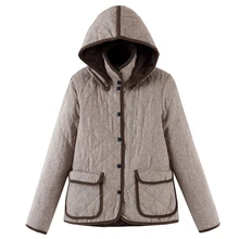 2016 Women s autumn and winter medium long wadded outerwear cap disassembly Solid thicken cotton female