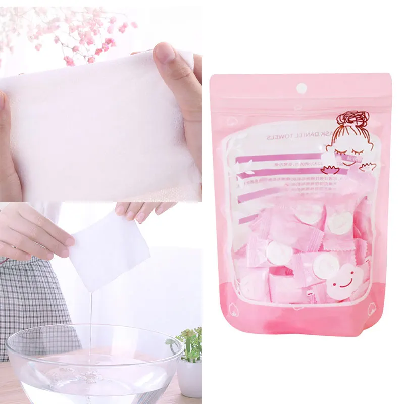 

50Pcs Practical Compressed Towels Disposable Household Travel Compact Face Washcloth Outdoor Nonwoven Pill Towel Cleansing Towel