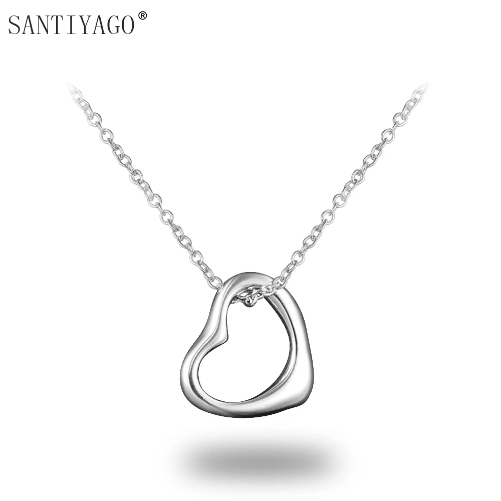 Valentines Day Gift Lovely Heart Pendant Necklace Collection Silver
