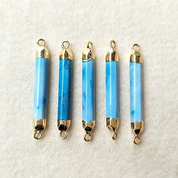 

10pcs Gold Plated column shape Howlite agate Turquoise Connector Double Bails For DIY Making Bracelet necklace Jewelry CT20
