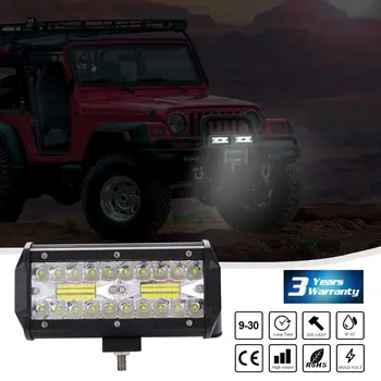 

400W 7inch Triplex Work Light Auto LED Light Bar Single Strip Light Spot Driving Illumination For Jeep UTV ATV Off-Road Vehicles
