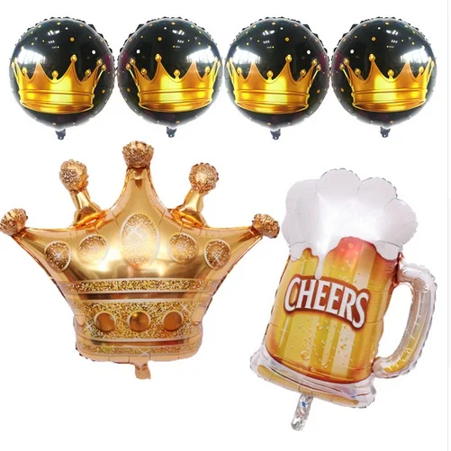 

1Pcs Five point Princess Crown Beer Mugs Foil Balloons Graduation Party Summer Birthday Party Decor Balloons Cheers Beer Mug