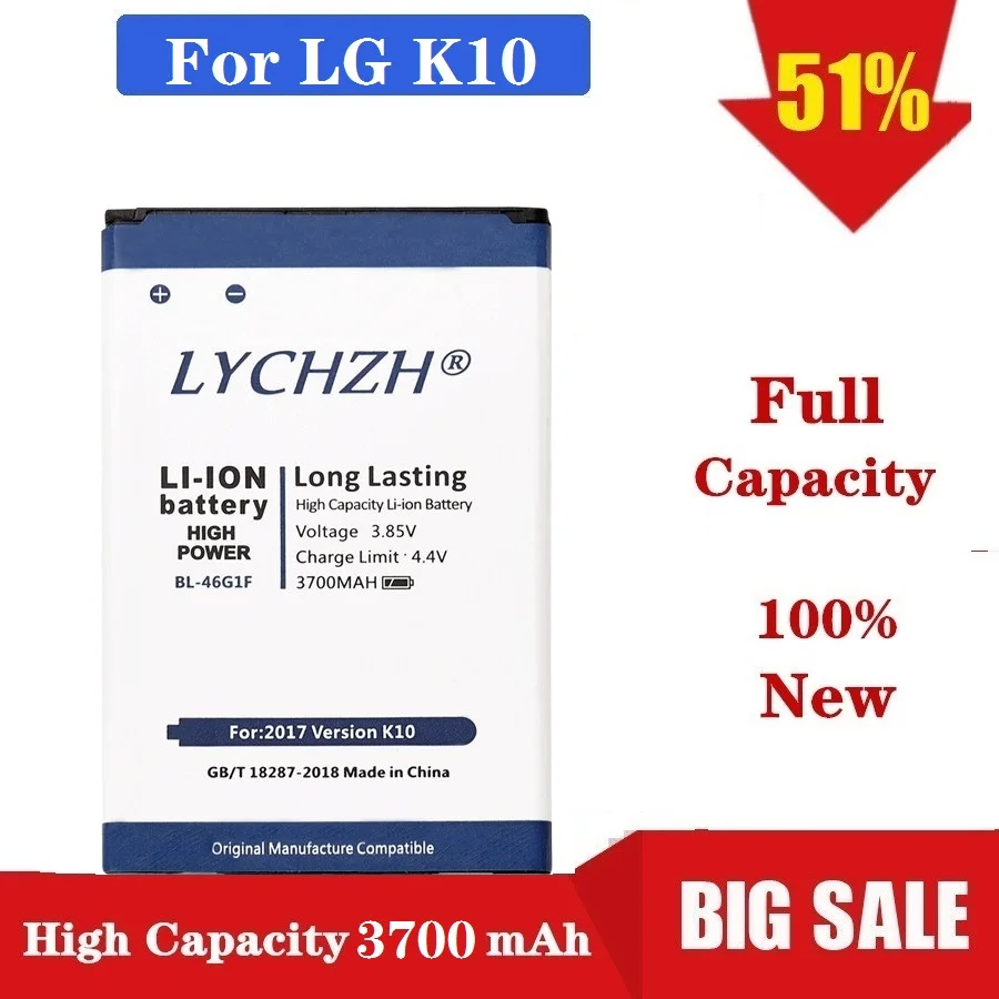 

100% new Original 3700mAh BL-46G1F Battery for LG K10 2017 Battery K425 K428 K430H K20 Plus TP260 Replacement Battery