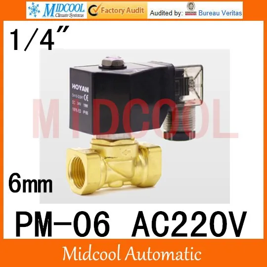 Высокое качество низкое давление газа электромагнитный клапан Латунь порт 1/4 "AC220V pm-06 прямого действия нормально закрытый