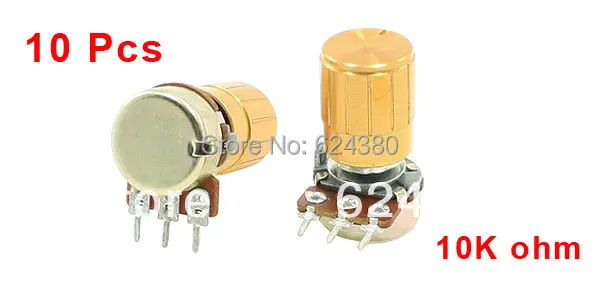 

10 Pcs / Lot x WH148 10K OHM B10K 5% 6mm Split Knurled Shaft Single Turn Rotary Linear Taper Potentiometer Carbon Pot w Knob