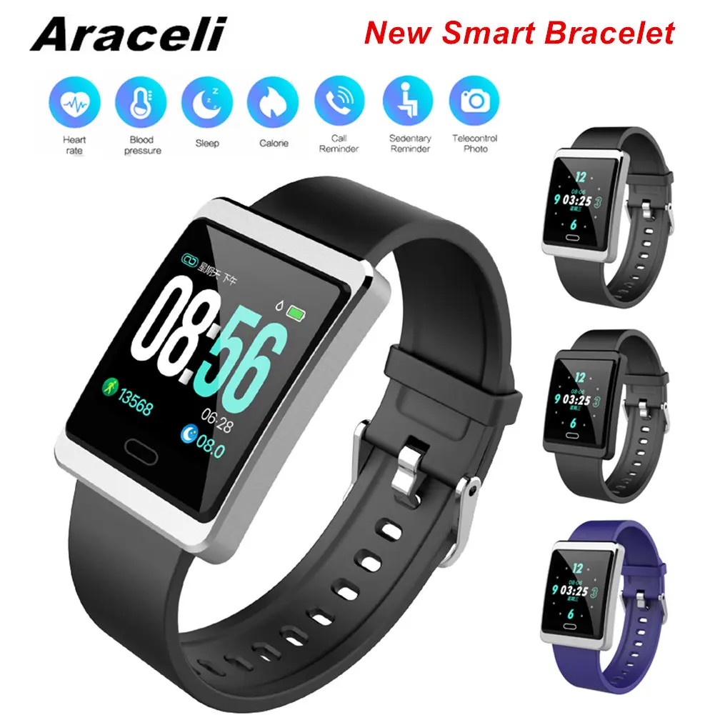 

2019 New Smart Bracelet Band Heart Rate Monitor Fitness Tracker Bluetooth Waterproof Wristband Smart Watch Sports Band Q18