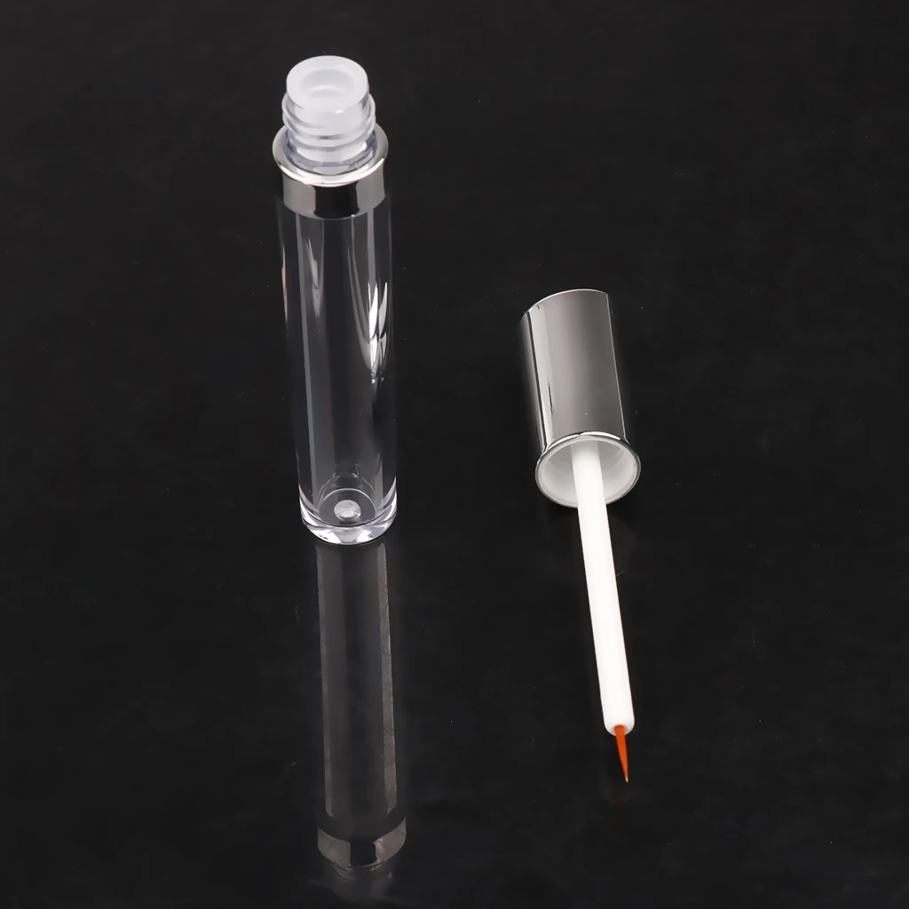 2pcs 5ml Silver Cap Acrylic Empty Eyelashes Tube Eyeliner Vials Bottle for Eyelash/Eyebrow Growth Serum Castor Oil