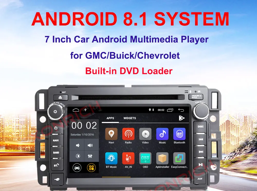 Cheap 7 inch Head Unit Android 8.1 Car Radio Stereo Audio GPS Navigation For Chevrolet Traverse Tahoe Suburban GMC Multimedia player 7