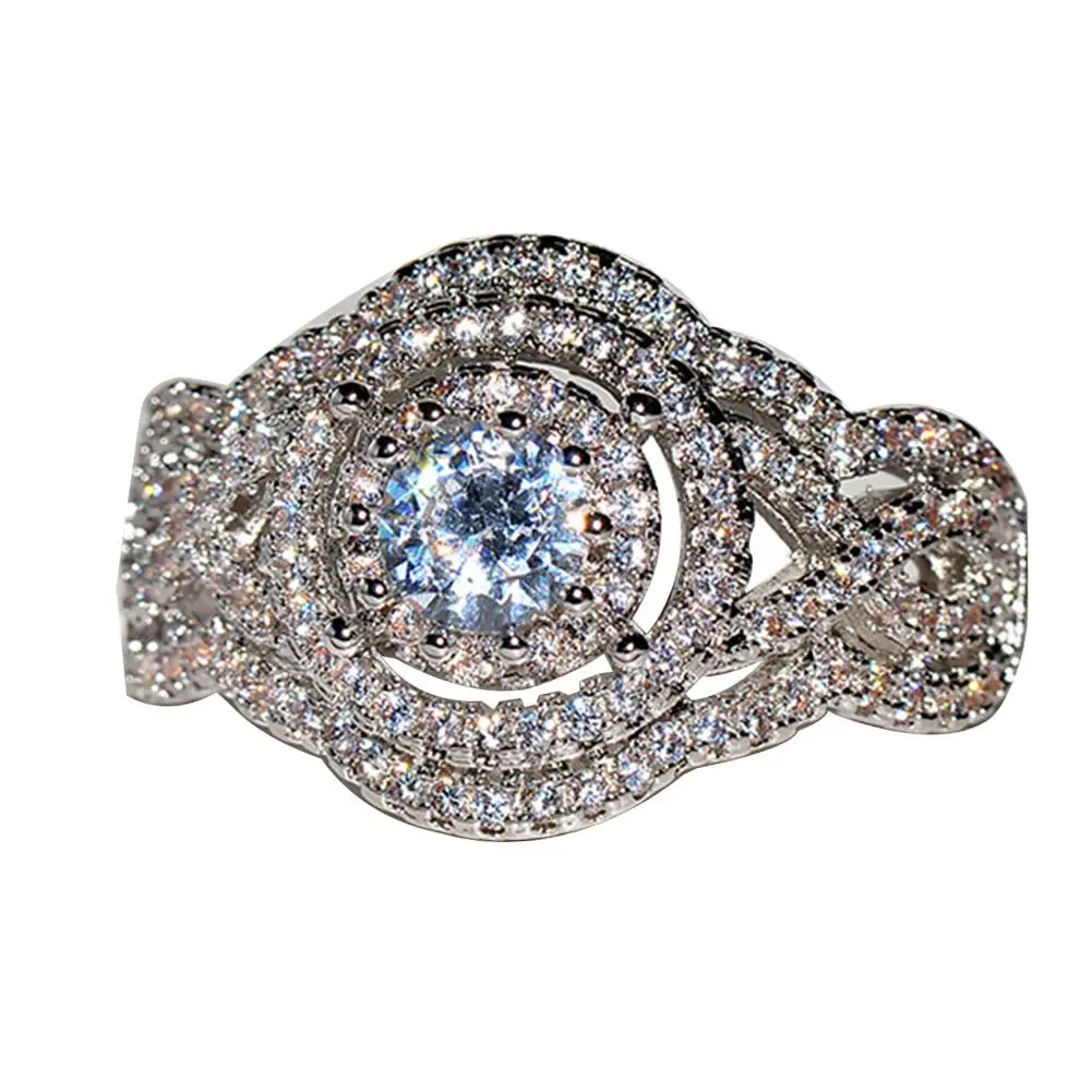 Hot Women Rhinestones Hollow Band Finger Ring Engagement Wedding Jewelry | Украшения и аксессуары
