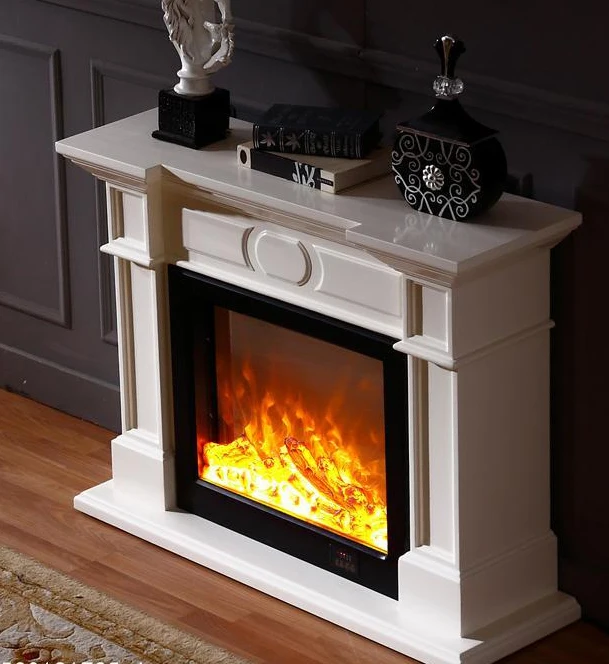 Decorative Chimney Heating Fireplace Set W120cm Wooden Mantel Plus