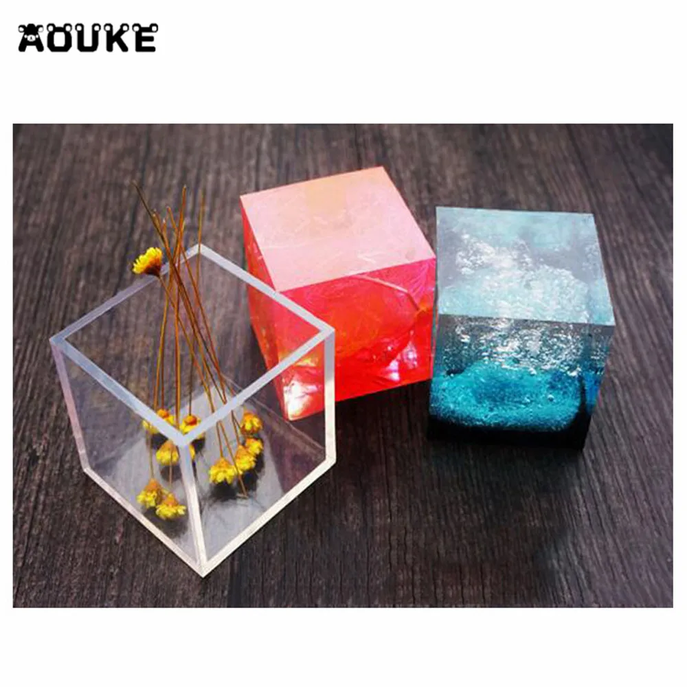 Aouke 3D Cube Bentuk Geometris Perhiasan Cetakan Pendant Ornament