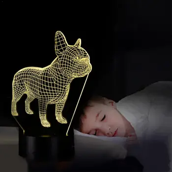 

Remote Control French bulldog 3D Lamp LED Table Lamp Optical Illusion Aircraf Night Light 7 Colors Changing USB Lamp