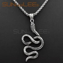 SUNNERLEES Dell'acciaio Inossidabile Del Pendente Della Collana Della Catena A maglia Punk Del Serpente Per La Mens Womens SP33