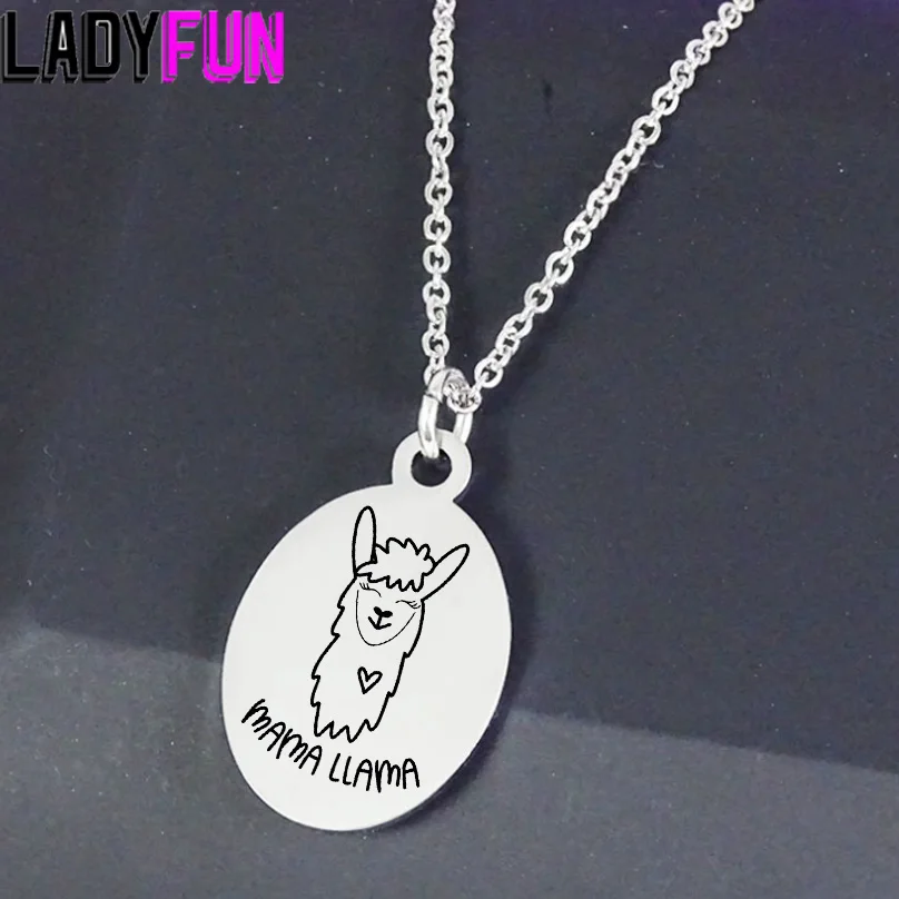 

Llama Jewelry Gift Mama Llama Stainless Steel Charm Necklae 1pc