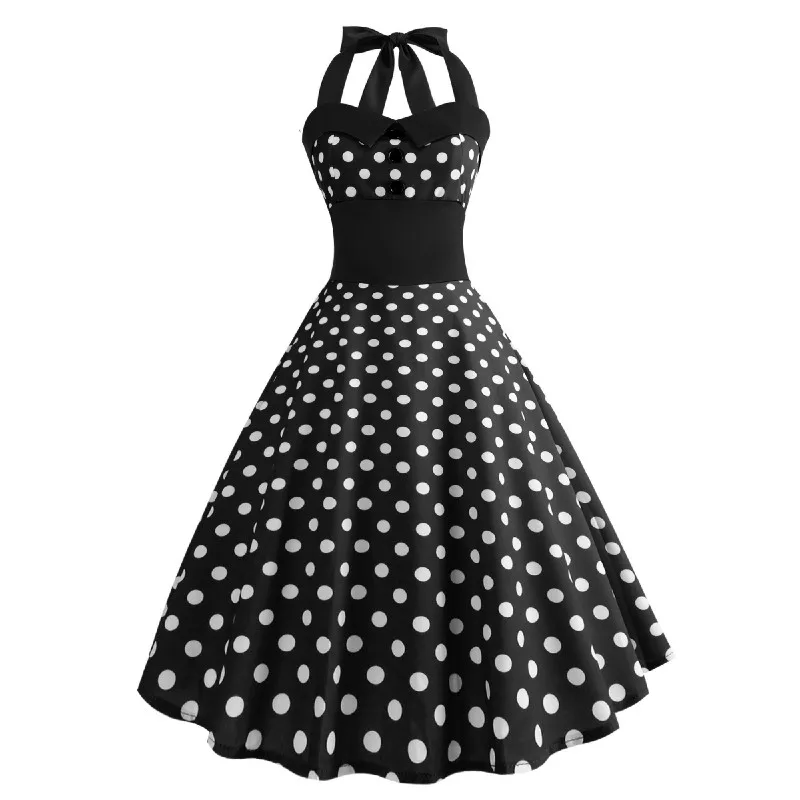 

Robes Femme 2019 Summer Women Polka Dot Dress 50s 60s Robe Vintage Pin up Swing Rockabilly Birthday Celebrateing Party Dresses